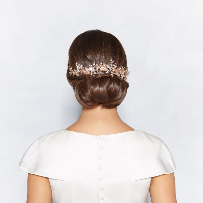 Jon Richard Jon Richard Rose Gold Navette Stone Double Comb