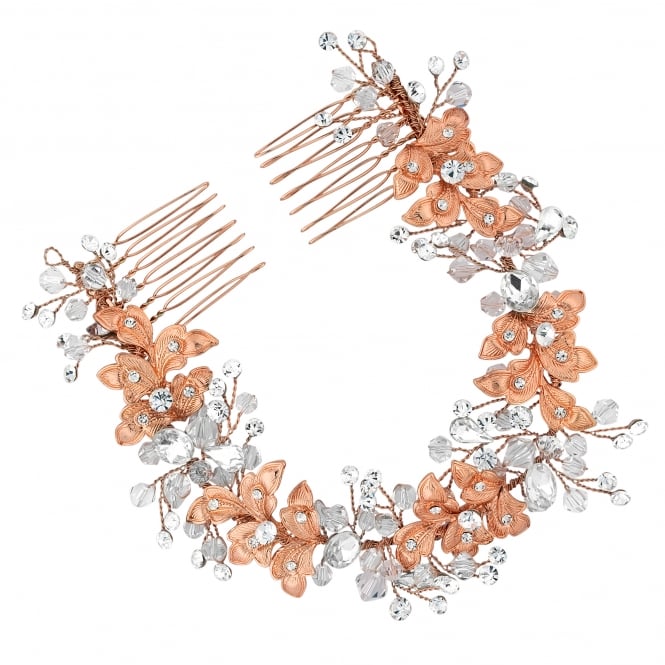 jon richard Jon Richard Rose Gold Navette Stone Double Comb