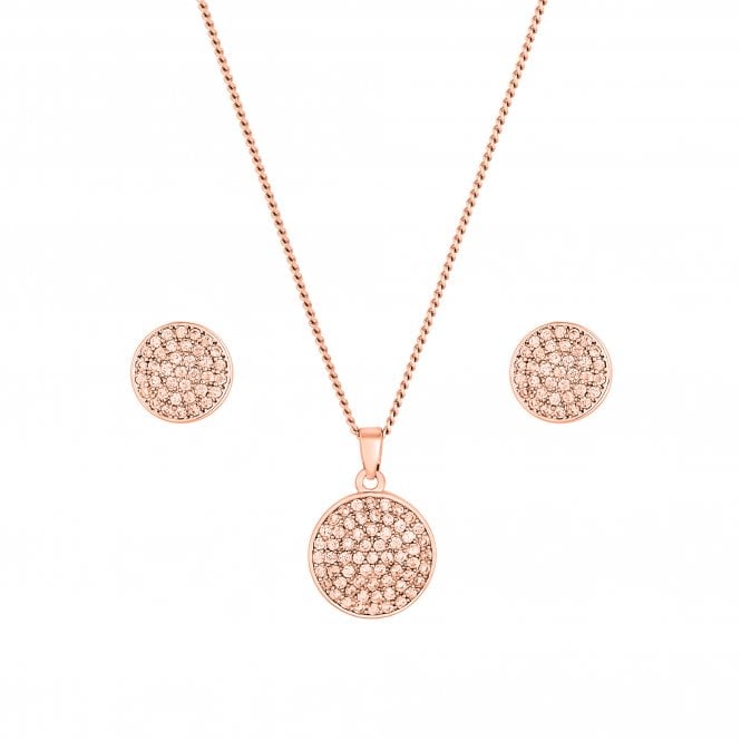 Jon Richard Jon Richard Rose Gold Plated Pave Disk Set - Gift Boxed