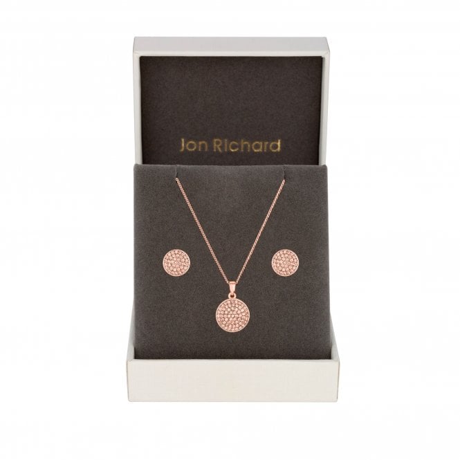 jon richard Jon Richard Rose Gold Plated Pave Disk Set - Gift Boxed