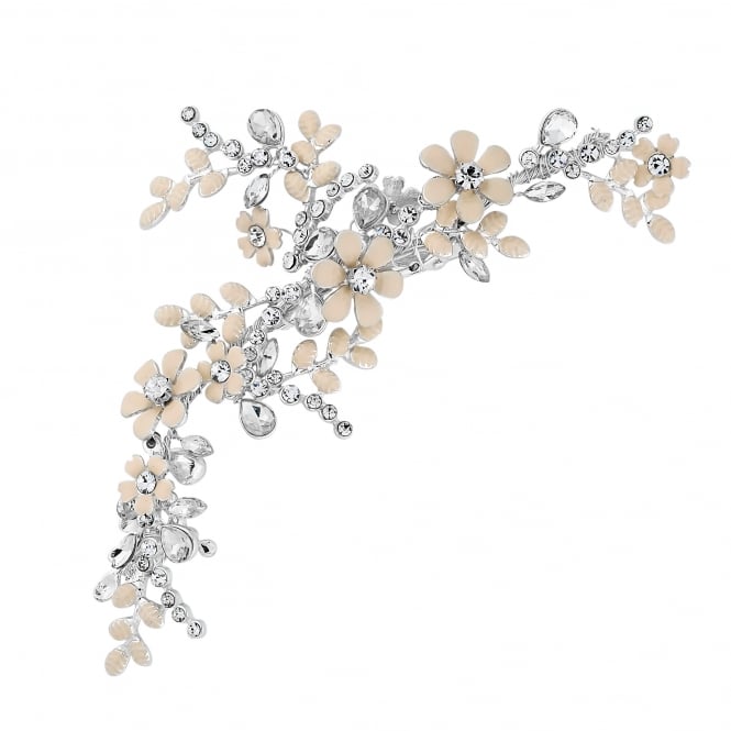 jon richard Jon Richard Silver Blush Painted Crystal Floral Hair Clip - Gift Pouch