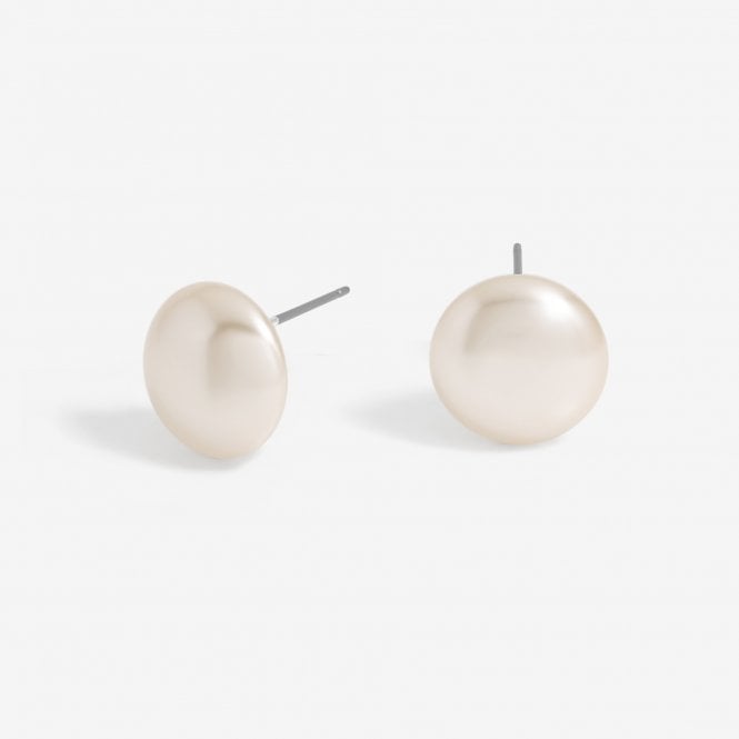 jon richard Jon Richard Silver Plated 14mm Cream Pearl Bouton Stud Earrings