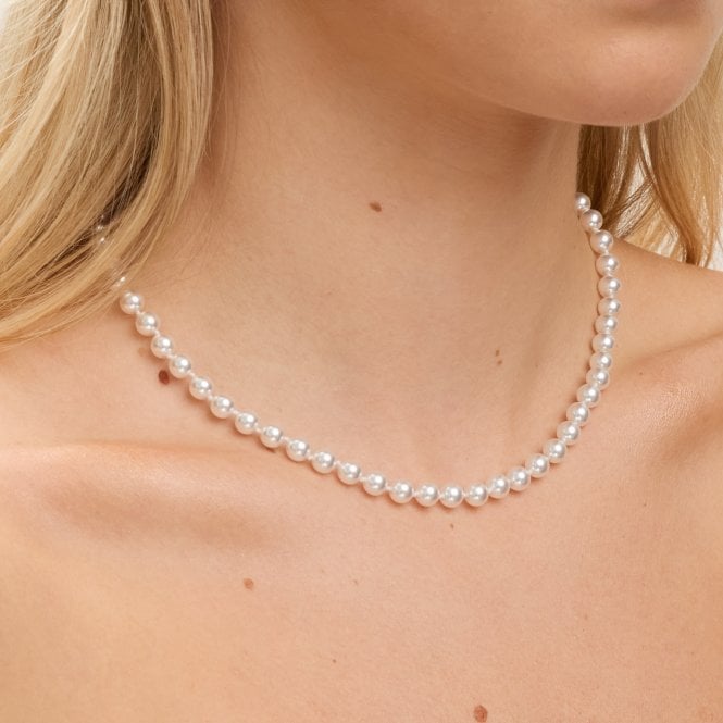 Jon Richard Jon Richard Silver Plated 6mm Knotted Pearl Necklace