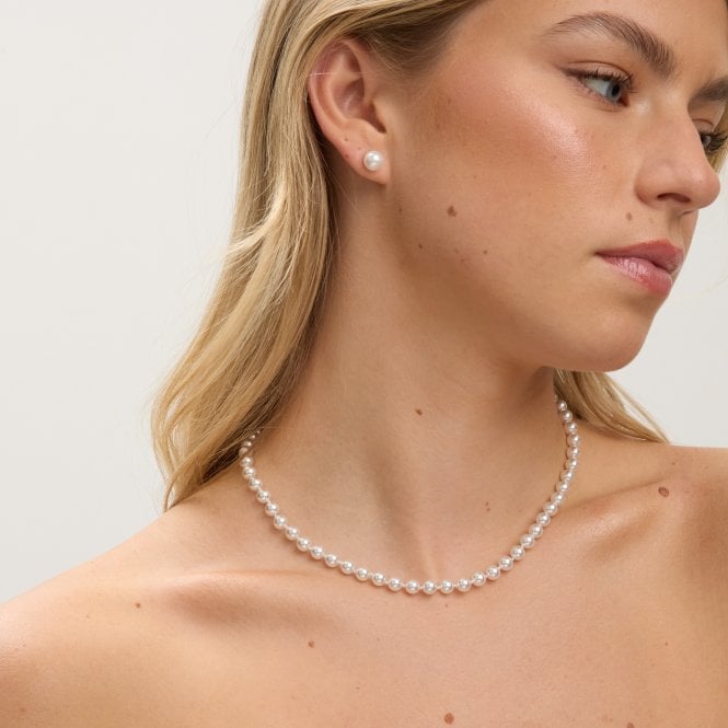 Jon Richard Jon Richard Silver Plated 6mm Knotted Pearl Necklace