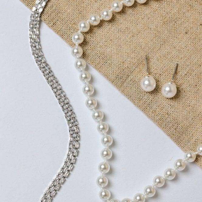 Jon Richard Jon Richard Silver Plated 6mm Knotted Pearl Necklace