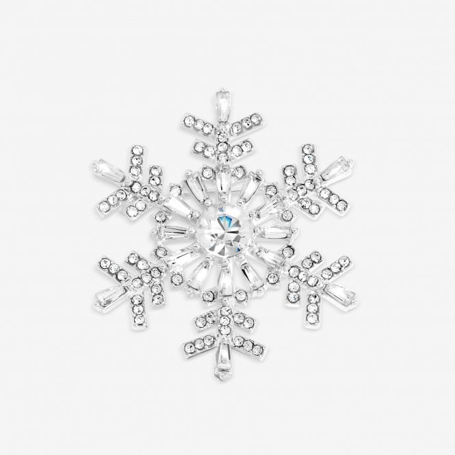 Jon Richard Jon Richard Silver Plated And Crystal Snowflake Brooch - Gift Box