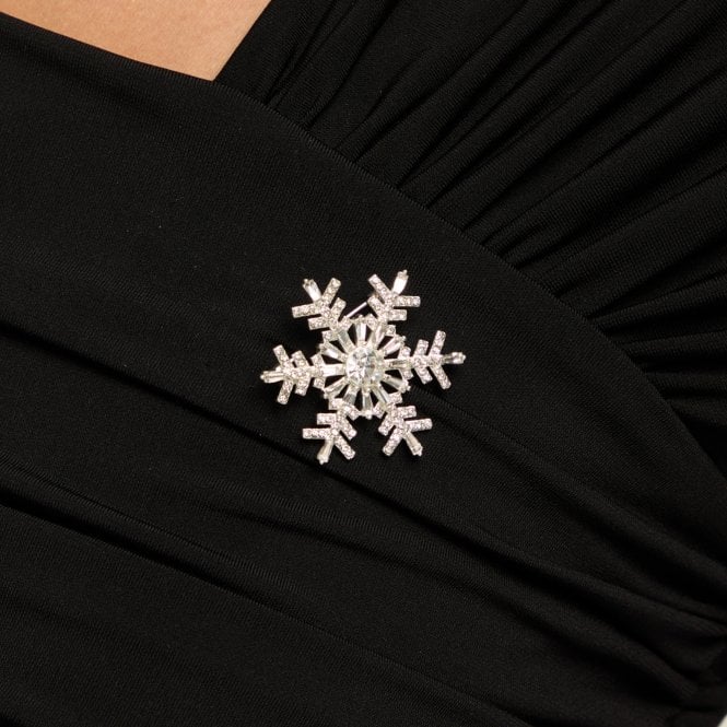 Jon Richard Jon Richard Silver Plated And Crystal Snowflake Brooch - Gift Box
