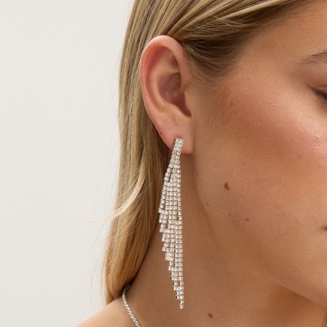 Jon Richard Jon Richard Silver Plated And Crystal Statement Drop Earrings