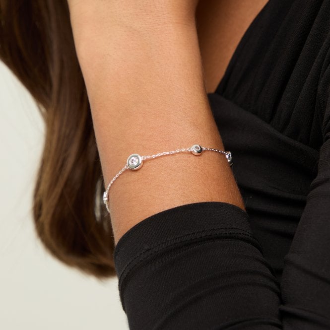 Jon Richard Jon Richard Silver Plated And Cubic Zirconia Bezel Station Bracelet