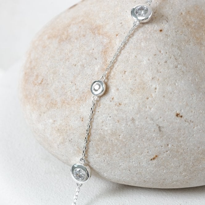 Jon Richard Jon Richard Silver Plated And Cubic Zirconia Bezel Station Bracelet