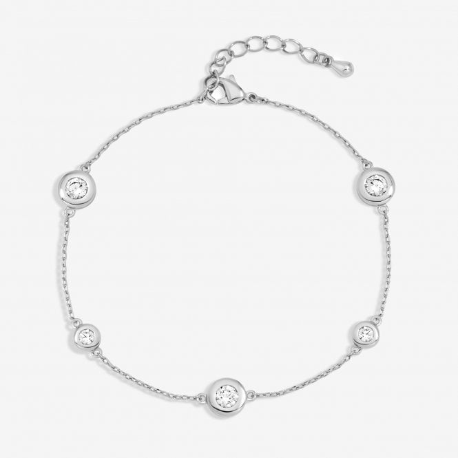 jon richard Jon Richard Silver Plated and Cubic Zirconia Bezel Station Bracelet