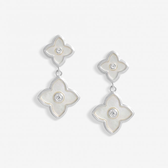 jon richard Jon Richard Silver Plated And Mother Of Pearl Clover Double Drop Earrings