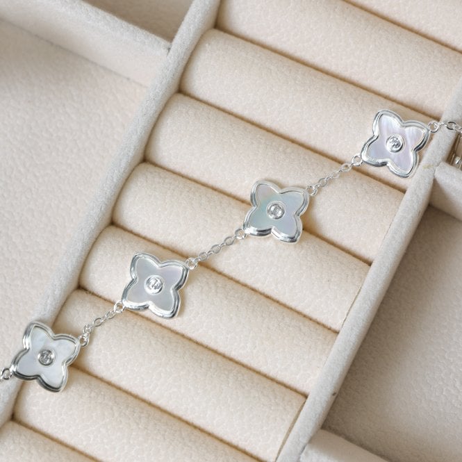 Jon Richard Jon Richard Silver Plated And Mother Of Pearl Clover Bracelet