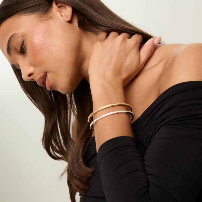 Jon Richard Jon Richard Silver Plated And Pave Bangle