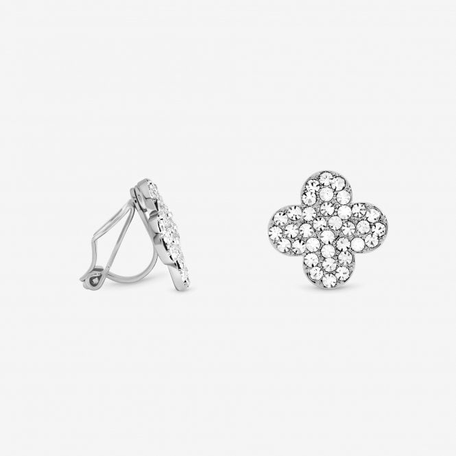 jon richard Jon Richard Silver Plated and Pave Clover Clip Earrings
