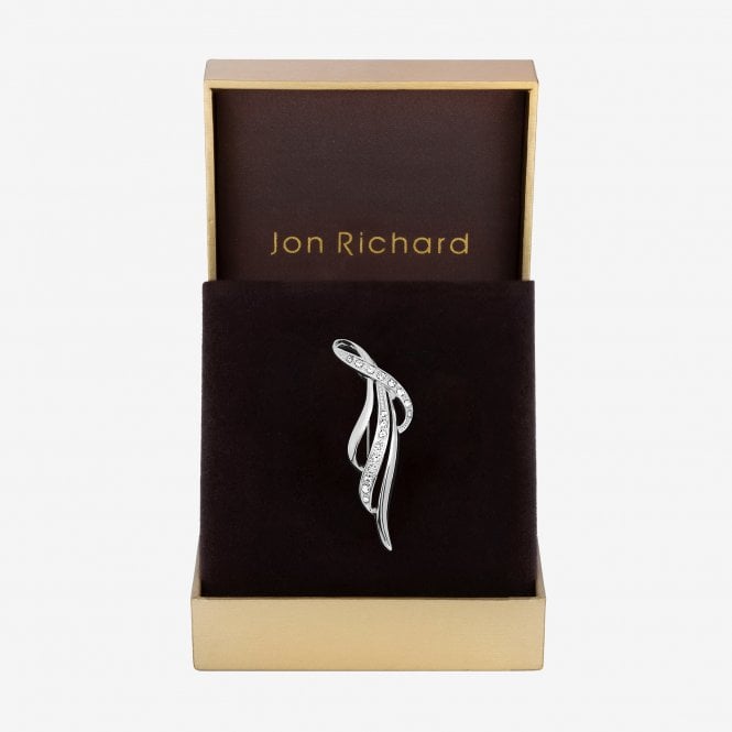 jon richard Jon Richard Silver Plated and Pave Contempoary Long Brooch - Gift Box