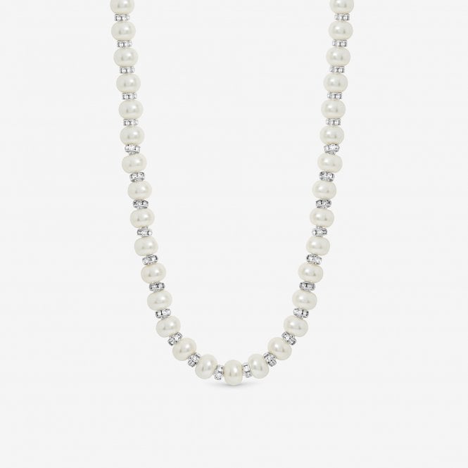 jon richard Jon Richard Silver Plated and Pave Pearl Necklace
