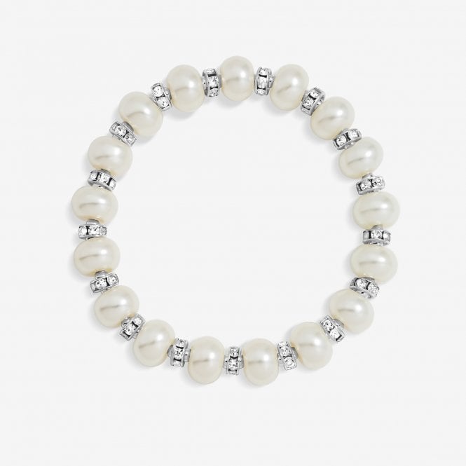 jon richard Jon Richard Silver Plated and Pave Pearl Stretch Bracelet