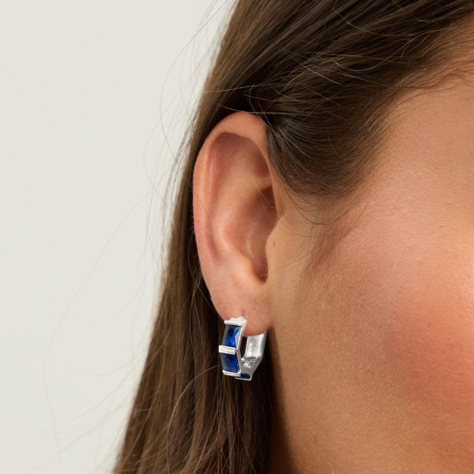 Jon Richard Jon Richard Silver Plated And Sapphire Hoop Earrings