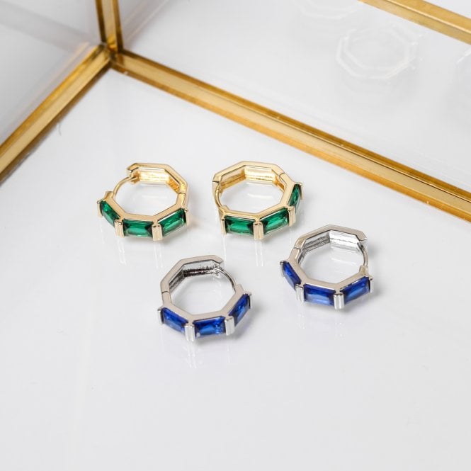 Jon Richard Jon Richard Silver Plated And Sapphire Hoop Earrings