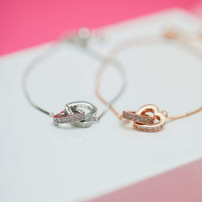 Jon Richard Jon Richard Silver Plated Clear Crystal Heart Bracelet