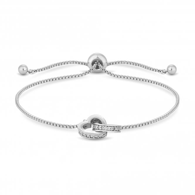 jon richard Jon Richard Silver Plated Clear Crystal Heart Bracelet