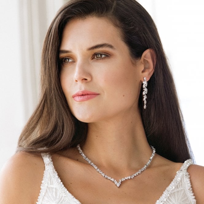 Jon Richard Jon Richard Silver Plated Clear Navette Charlotte Drop Earring