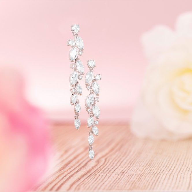 Jon Richard Jon Richard Silver Plated Clear Navette Charlotte Drop Earring