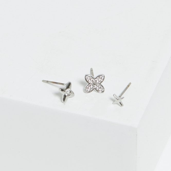 Jon Richard Jon Richard Silver Plated Clover Earrings - Pack Of 3