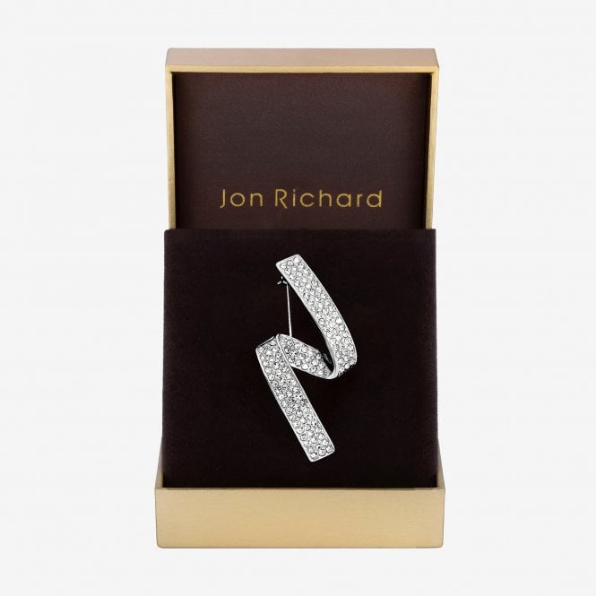 Jon Richard Jon Richard Silver Plated Contempoary Pave Brooch - Gift Box