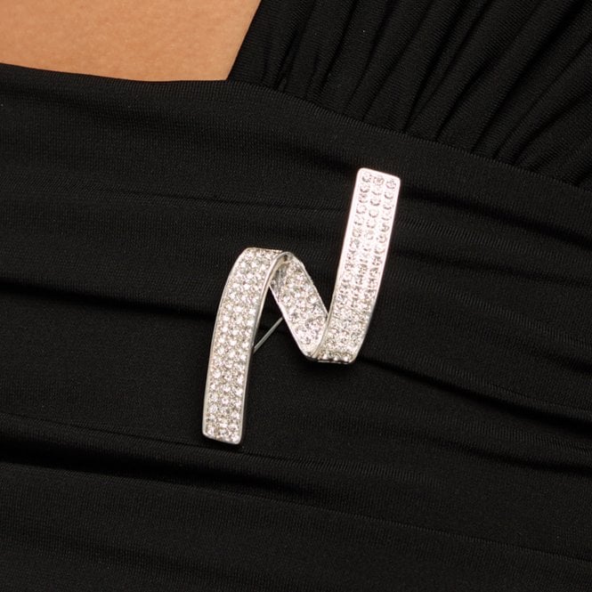 Jon Richard Jon Richard Silver Plated Contempoary Pave Brooch - Gift Box