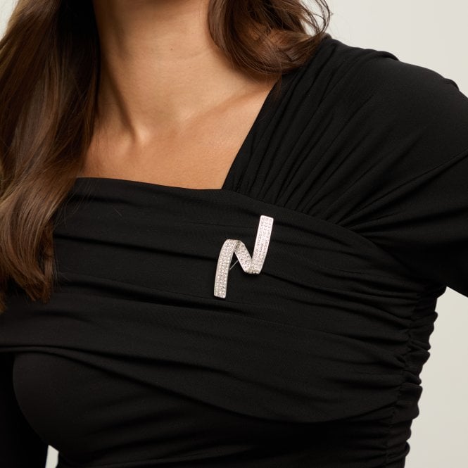 Jon Richard Jon Richard Silver Plated Contempoary Pave Brooch - Gift Box