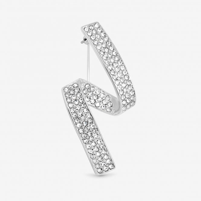 jon richard Jon Richard Silver Plated Contempoary Pave Brooch - Gift Box