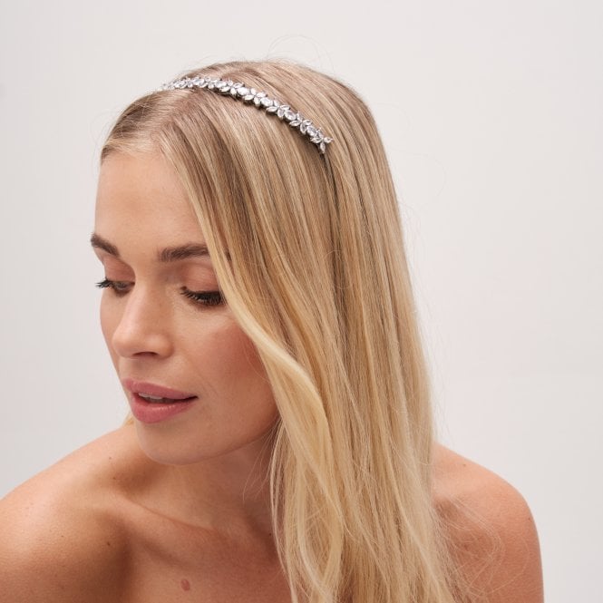 Jon Richard Jon Richard Silver Plated Crystal Floral Single Row Headband