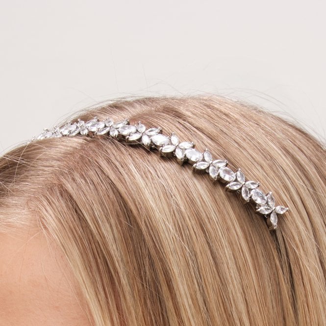 Jon Richard Jon Richard Silver Plated Crystal Floral Single Row Headband