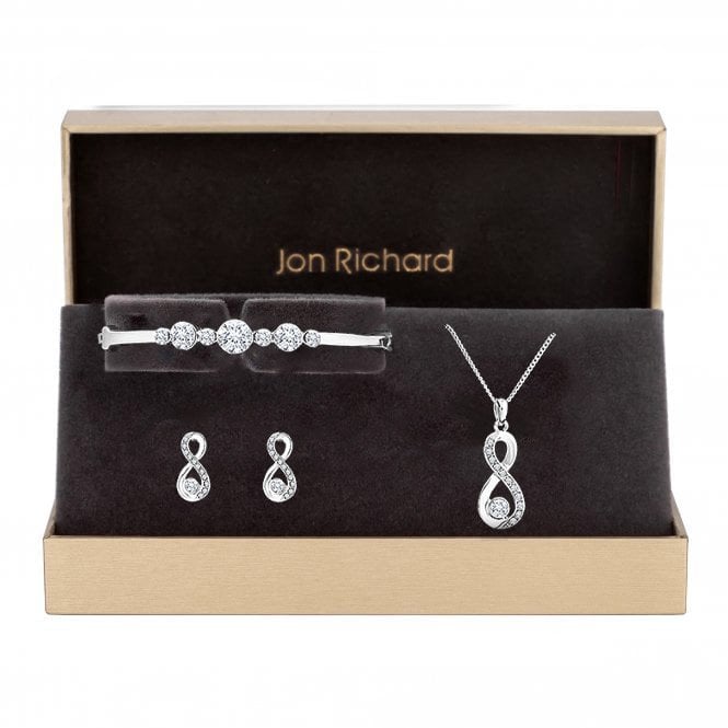 jon richard Jon Richard Silver Plated Crystal Infinity Jewellery Set In A Gift Box