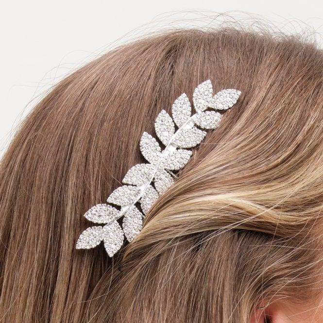 Jon Richard Jon Richard Silver Plated Crystal Leaf Comb
