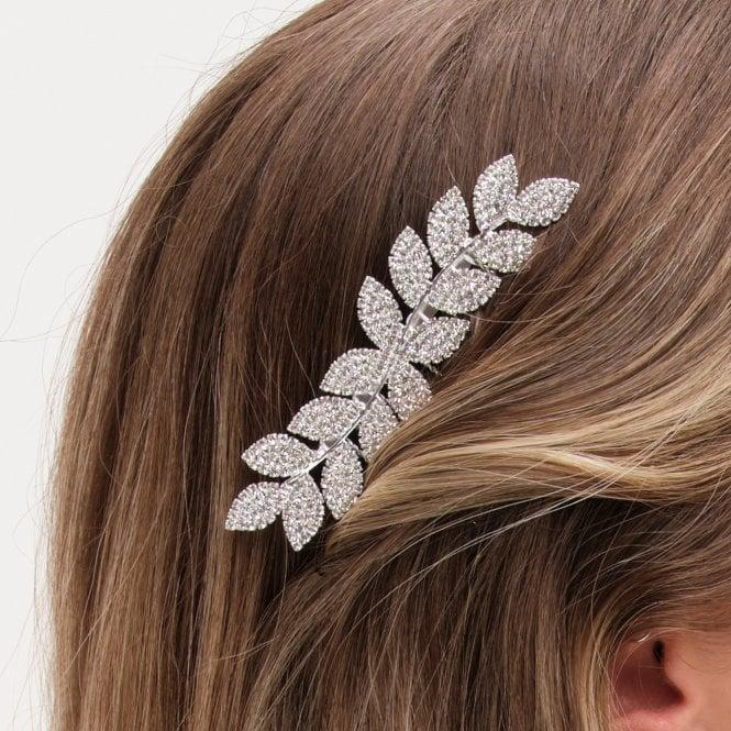 Jon Richard Jon Richard Silver Plated Crystal Leaf Comb