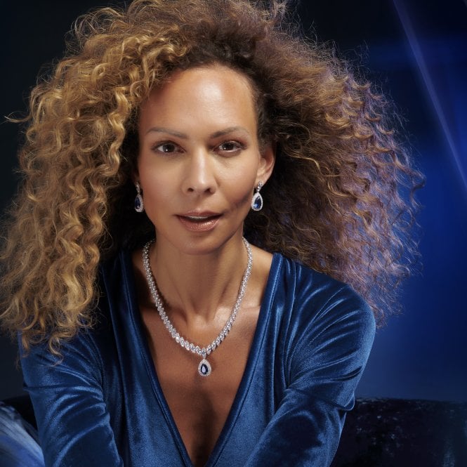 Jon Richard Jon Richard Silver Plated Cubic Zirconia Baguette Navette Blue Sapphire Pear Drop Necklace - Gift Boxed