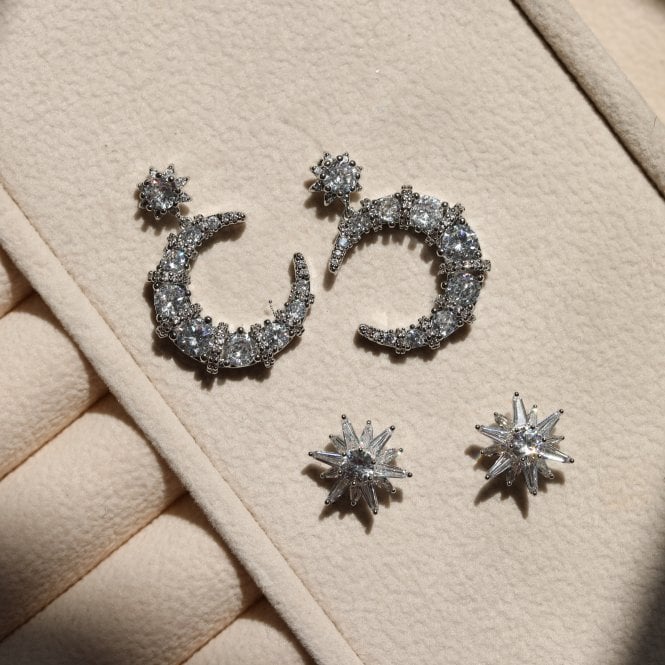 Jon Richard Jon Richard Silver Plated Cubic Zirconia Celestial Star Stud Earrings