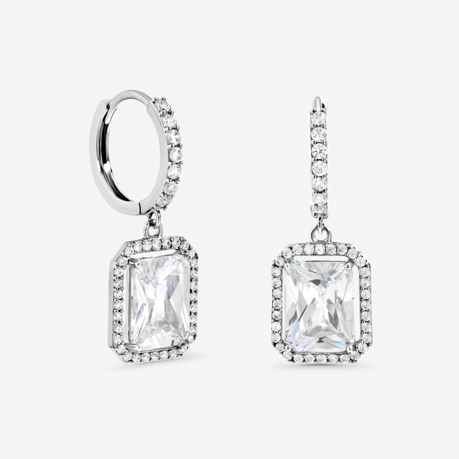 jon richard Jon Richard Silver Plated Cubic Zirconia Charm Huggie Hoop Earrings
