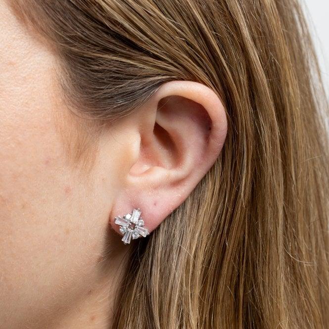 Jon Richard Jon Richard Silver Plated Cubic Zirconia Crystal Baguette Stud Earrings