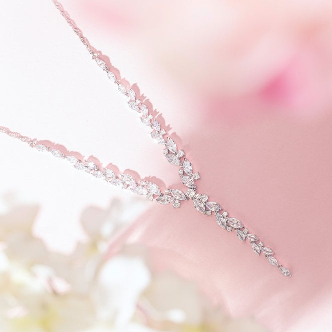 Jon Richard Jon Richard Silver Plated Cubic Zirconia Navette Necklace