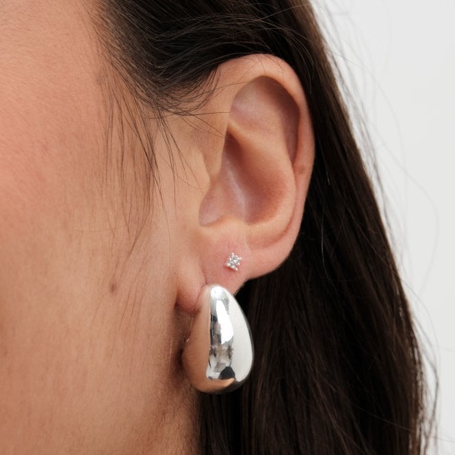 jon richard Jon Richard Silver Plated Curved Domed Earrings