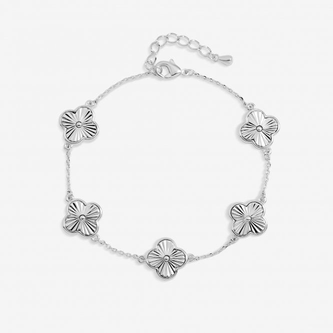 jon richard Jon Richard Silver Plated Diamond Cut Clover Bracelet