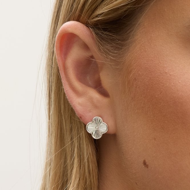 Jon Richard Jon Richard Silver Plated Diamond Cut Clover Earrings