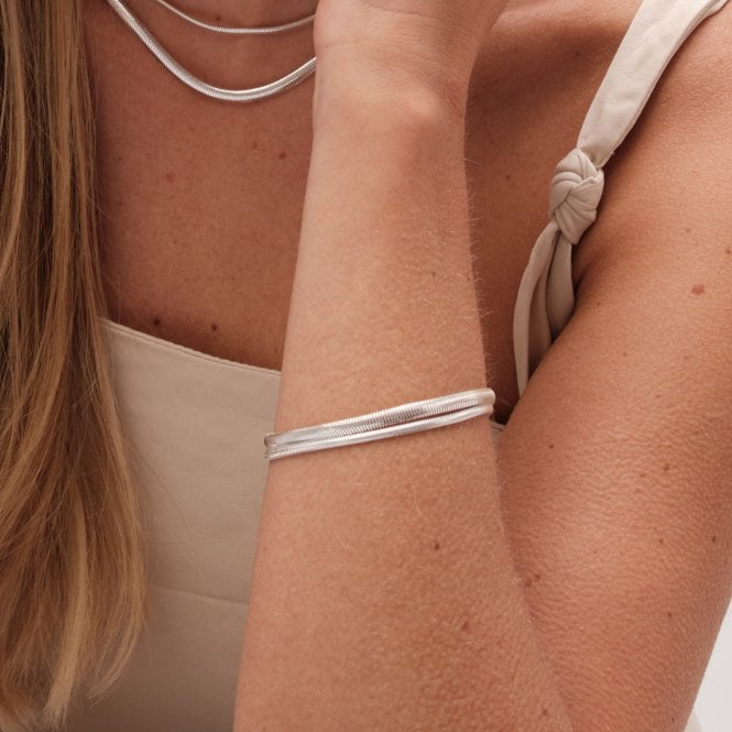 Jon Richard Jon Richard Silver Plated Double Row Snake Chain Bracelet