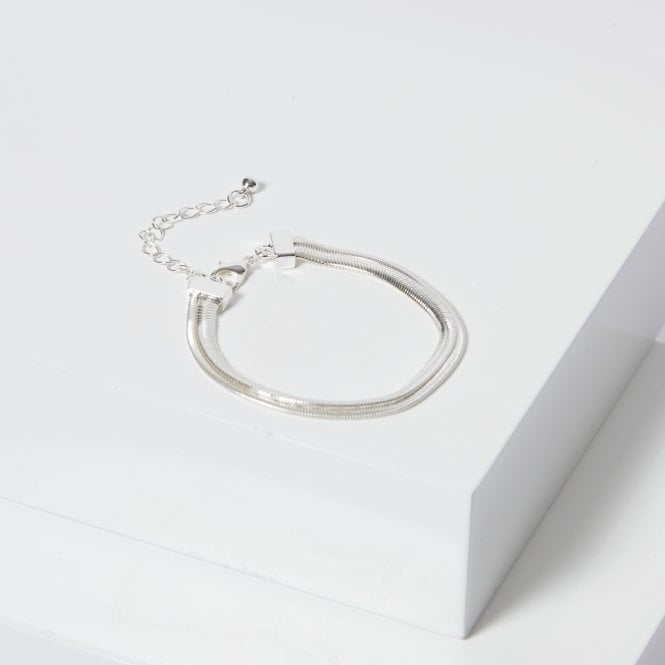 Jon Richard Jon Richard Silver Plated Double Row Snake Chain Bracelet