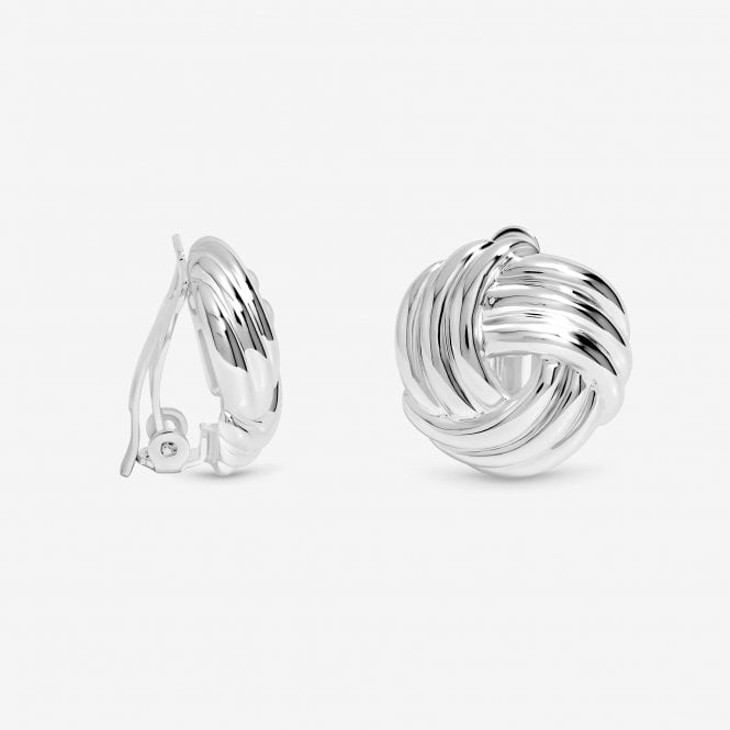 jon richard Jon Richard Silver Plated Knot Stud Clip Earrings