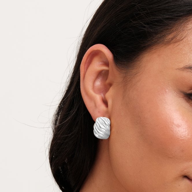 Jon Richard Jon Richard Silver Plated Large Ridge Hoop Earrings